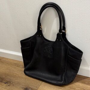 Tory Burch Black Leather Tote Bag